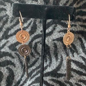 Gun metal and gold earrings